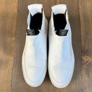 OXS Womens Woobie High Top Leather Sneakers 7 White Made in Italy Streetwear